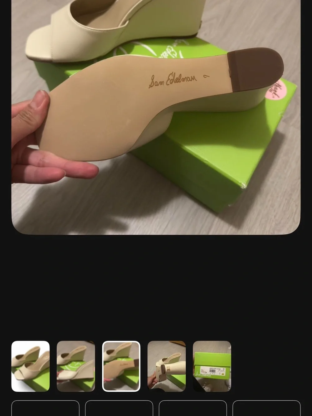 Sam Edelman Nude/Beige Wedge Slide Sandals